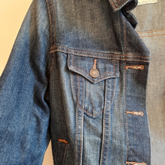 Old Navy Denim Trucker Jacket Dark Wask Worn Look - Picture 11 of 12